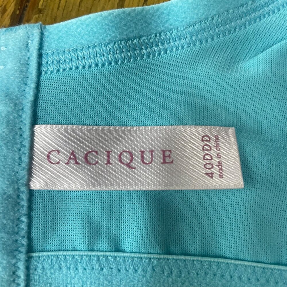 Cacique Full Coverage Underwire Bra Sz 40DDD Teal Aqua - Picture 5 of 5